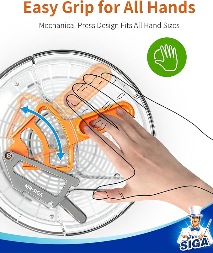 MR.SIGA Large Salad Spinner, Fruit Washing Bowl with Strainer, Salad Dryer for Washing, Spinning, and Draining Greens, Fruits, and Vegetables, 6.87 Quart Capacity