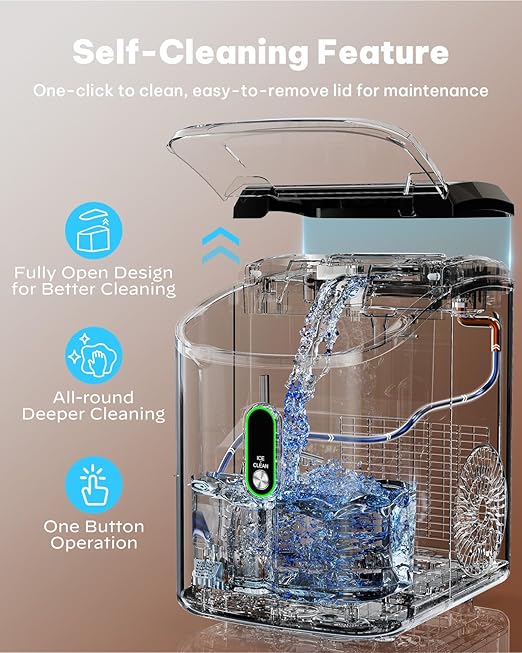 Silonn Nugget Ice Maker Countertop, Pellet Ice Machine with Self-Cleaning Function, Sonic Ice Maker Produces 36lbs of Chewable Ice in 24 Hours, Ideal for Home Kitchen and Office (Black)