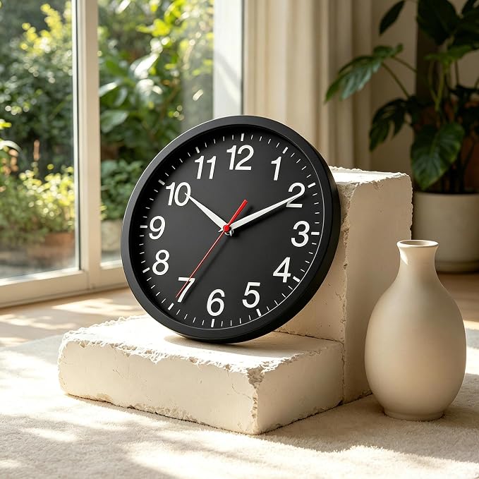 Rohioue Wall Clock Modern 8 Inch Battery Operated Silent Non Ticking Small Analog Clock Decorative for Bedroom Kitchen Bathroom Office Home