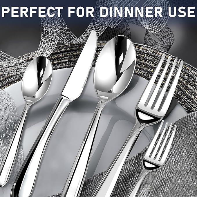 STILLOYE Heavy Duty Silverware Set for 8, 40 Piece Premium Stainless Steel Flatware Utensils Cutlery Set Including Steak Knife Fork and Spoon, Dishwasher Safe, Gift Package for Wedding Housewarming