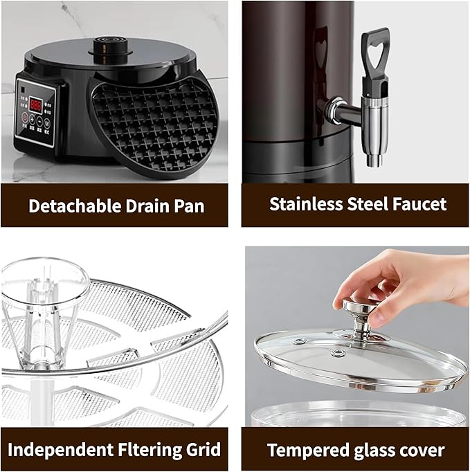 Commercial Coffee Urn Hot Beverage Dispenser Coffee Maker, Food-grade Plastic 26 L 170 Cups, Hot Chocolate Machine, Electric Percolator for Catering Hot Water for Hot Cocoa, Drink, Tea, Juice
