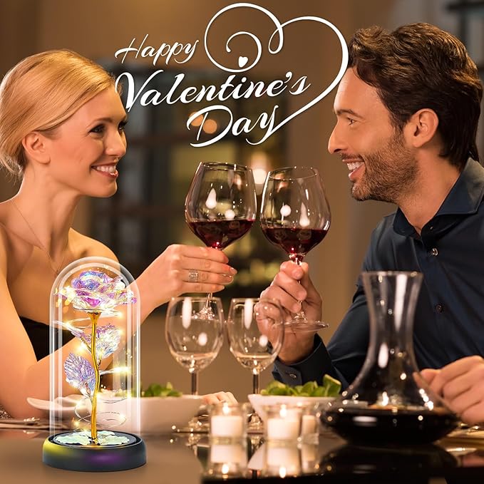 Otlonpe Mothers Day Flowers Gifts for Mom from Daughter Son, Preserved Forever Glass Light Up Rose Gifts for Grandma Wife Women Girlfriend Sister, Gift for Teacher Appreciation Graduation (Colorful)