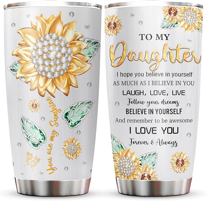 Muilzon Daughter Gift from Mom/Dad Tumblers 20oz - Gifts for Daughter from Mother/Father Coffee Mug - Christmas Mothers Day Birthday Gift Ideas for Adult Daughters Cup