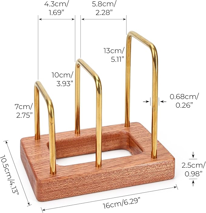 Chopping Board Rack with Wood Base – Multi Layer Kitchen Organizer Stand for Cutting Boards Pot Lids, Baking Trays Pans and Plates Cabinet Storage Divider Accessory Home Countertop or Inside Cabinets