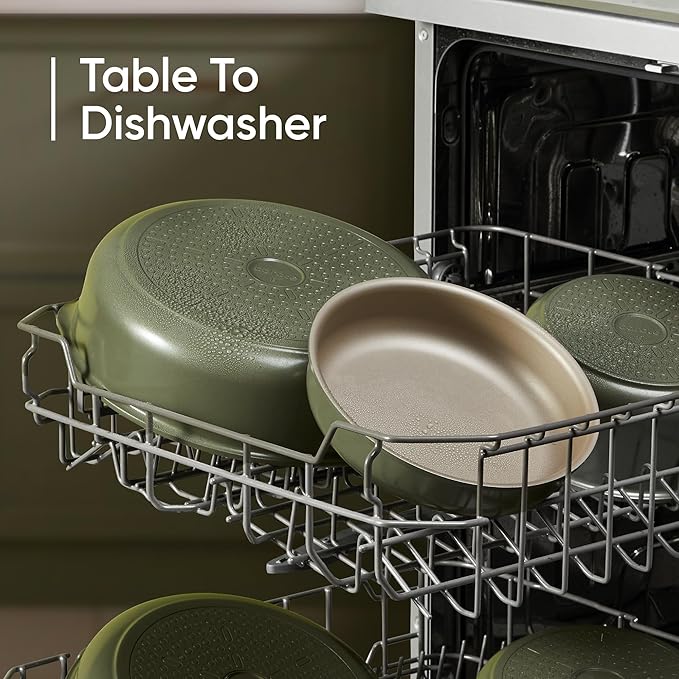 CAROTE 19 Pcs Pots and Pans Set, Nonstick Cookware Sets with Detachable Handle, Titanium Reinforced, Oven Safe, Cookware Non Stick Cooking Set w/Frying Pans & Saucepans Green(PFOS, PFOA Free)