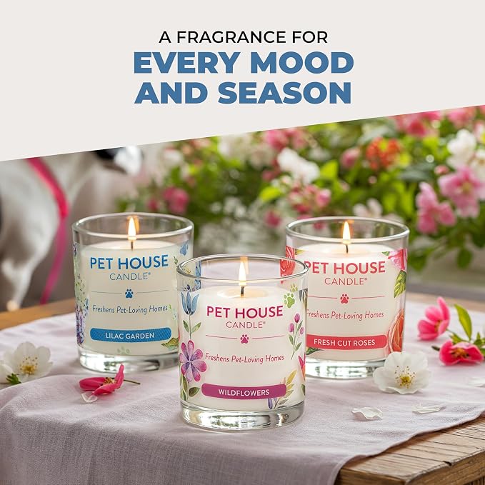 One Fur All Pet House Candle Plant-Based/Soy - Clean Burning Scented, Long Lasting Pet Odor Candle for Home - Moonlight