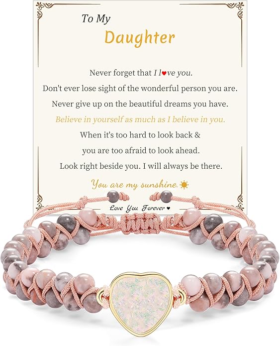 Mothers Day Gifts for Daughter Granddaughter, To My Mom Grandma Wife Girlfriend Sister Jasper Heart Bracelets Birthday Anniversary Christmas Stocking Stuffers Valentines Day Jewelry