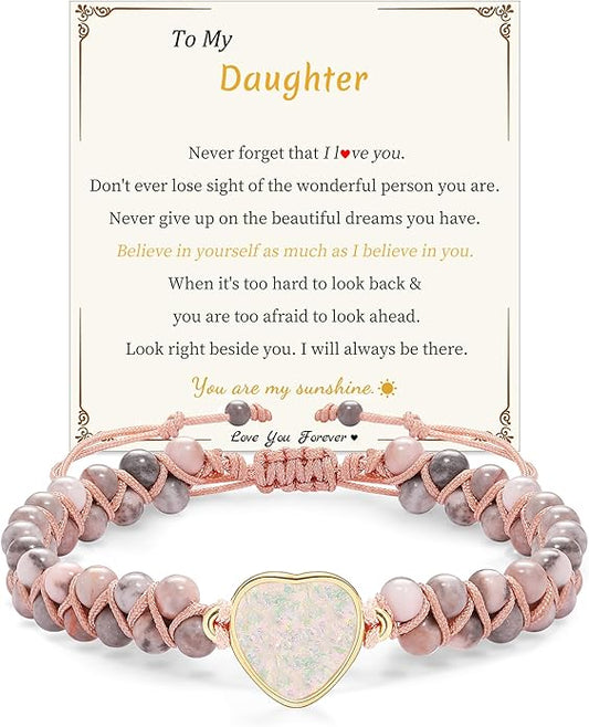 Mothers Day Gifts for Daughter Granddaughter, To My Mom Grandma Wife Girlfriend Sister Jasper Heart Bracelets Birthday Anniversary Christmas Stocking Stuffers Valentines Day Jewelry