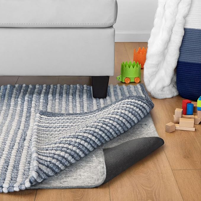 RUGPADUSA - Dual Surface - 9' Square - 3/8" Thick - Felt + Rubber - Enhanced Non-Slip Rug Pad - Adds Comfort and Protection - for Hard Surface Floors