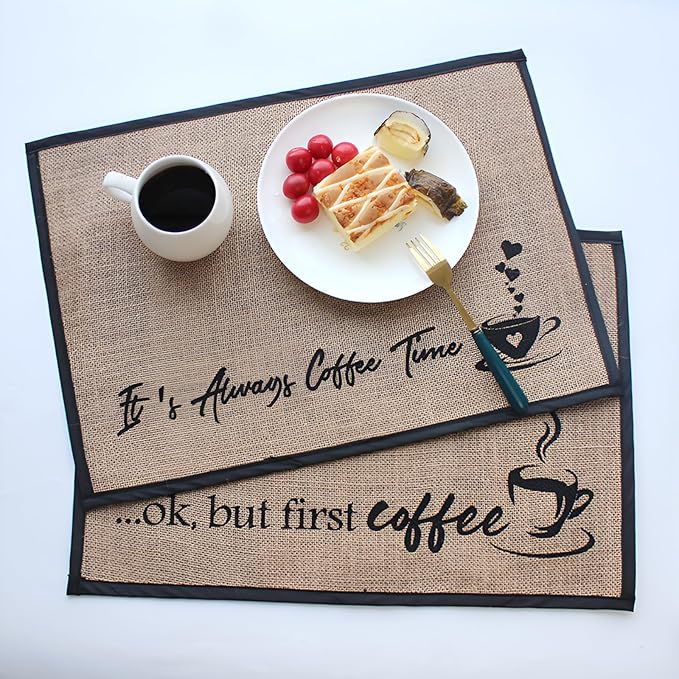 20 x 14 Inch Coffee Bar Mat, Large Coffee Mat for Countertop Kitchen Counter, Retro Coffee Pot Table Mat for Coffee Station Maker, Espresso Machine Tea Pad Placemat Bar Accessories, B