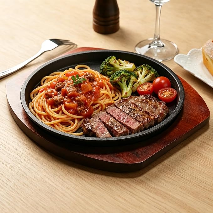 Cast Iron Fajita Plate, Skillet Pan, Steak Platter (10 inch with Base)