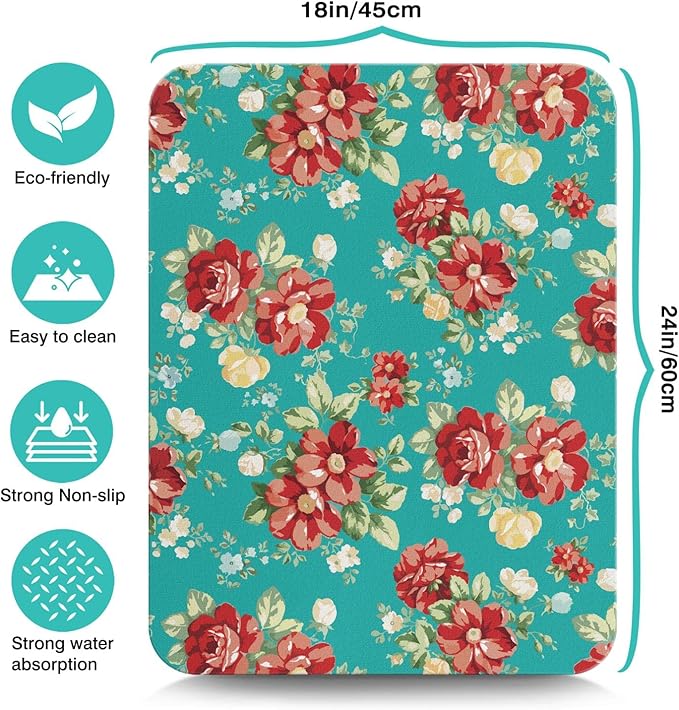 Coffee Bar Mat Accessories for Countertop Absorbent Hide Stain Rubber Backed Dish Drying Mats for Kitchen Counter Draining Pad Decor Gift(24x18in)