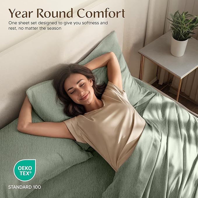 Utopia Bedding Queen Size Sheet Set – 4 Piece Bed Sheets, Soft and Breathable Microfiber, Includes 1 Fitted Sheet, 1 Flat Sheet and 2 Pillowcases – Oeko Tex (Heather Sage)