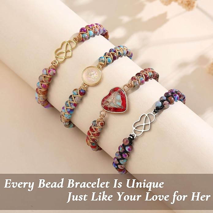 Mothers Day Gifts for Daughter Granddaughter, To My Mom Grandma Wife Girlfriend Sister Jasper Heart Bracelets Birthday Anniversary Christmas Stocking Stuffers Valentines Day Jewelry
