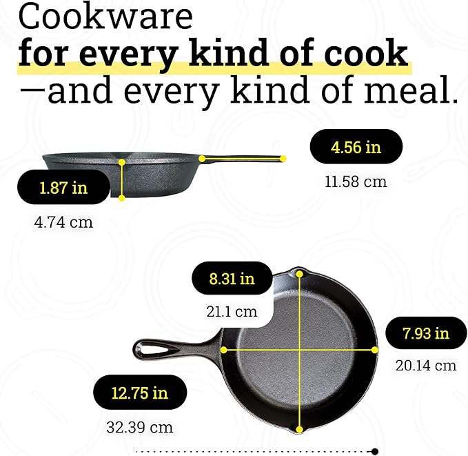 Lodge Seasoned Cast Iron Skillet - PFAS-Free, Non-Toxic Cookware - Use with an Oven, Stove, Grill, or Campfire - Naturally Non-Stick & Oven Safe - 8 Inches