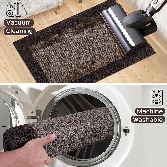 Machine Washable Runner Rug 32" x 144", Non Slip Kitchen Rug for Floor, Absorbent Entrance Rug for Hallway, Bedroom, Living Room, (Roll Packing)