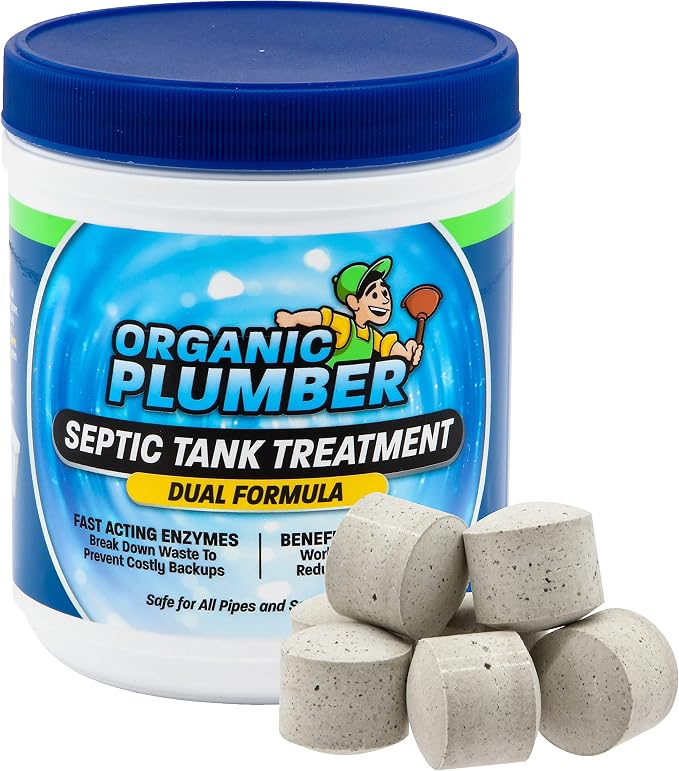 Septic Tank Cleaner Treatment, Bacteria x Natural Enzyme Flushable Bio Tabs, Rid Sewage Waste & Clean Field System, 1 Year of Tablets
