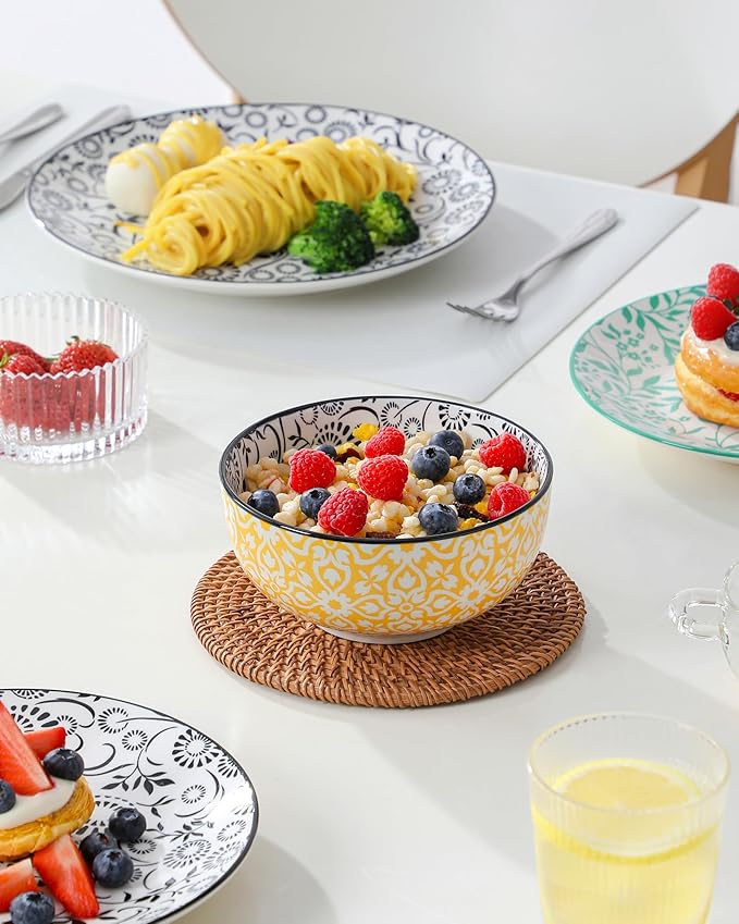 vancasso SELENE Plates and Bowls Set for 6, 18 Pieces Dinnerware Sets, Mircowave and Dishwasher Safe Dishes Set, Porcelain Muted Dinnerware