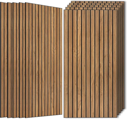 Wood Veneer Sound Panels, 10 Pack 47.2”x23.6” Wall Panels, Decorative Acoustic Panels for Walls, for Office,Home Theater,Studio,Living Room,Rustic Teak