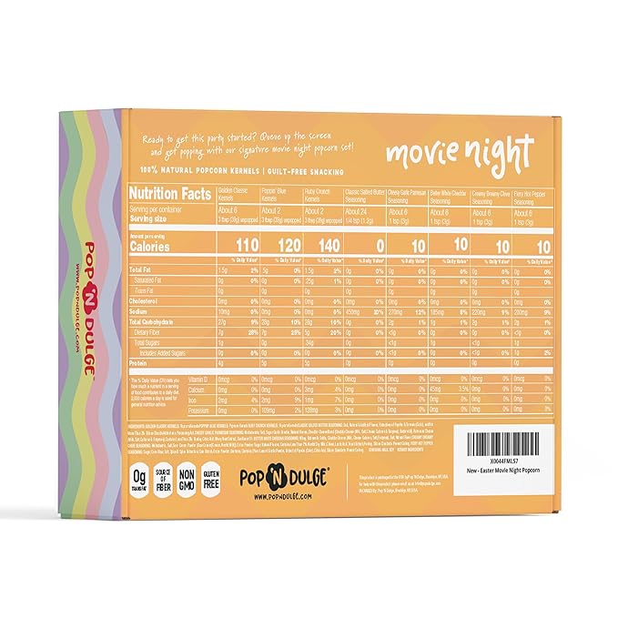 Easter Basket Stuffers Movie Night Popcorn Gift Set, Gourmet Popcorn Seasoning Variety Pack and Kernels, 3 Color Kernels and 5 Flavorings, Non-GMO, Gluten Free, Family Easter Gifts For Teens, Kids, Adults, 10 Pack
