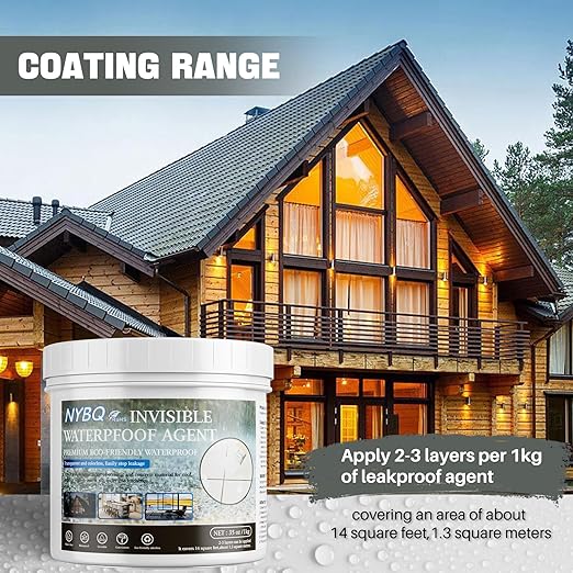 NYBQ Waterproof Sealant Coating 35oz, Transparent Invisible Waterproof Agent, Super Strong Anti-Leakage Polyurethane Coating for Bathroom, Roofs, Kitchen, Patio, Walls, Indoor & Outdoor