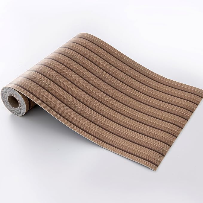 Haimin Wood Grain Slat Wall Panels Peel and Stick Faux Wood Thick Wallpaper 118"x15.75" Waterproof PET & IXPE Foam Paneling (Brown)