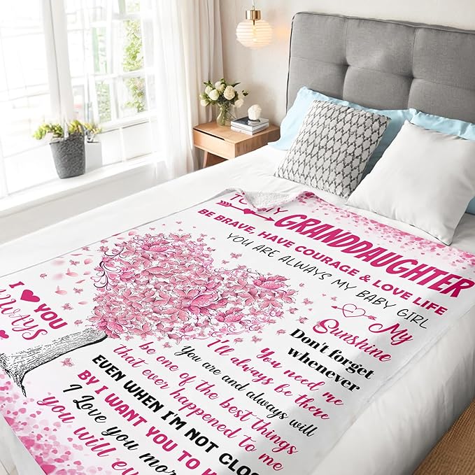 BAOERN Granddaughter Gifts from Grandma Grandpa - Mothers Day Blanket Gifts for Granddaughter - Granddaughters Birthday Gift - Gift for Teen Girls & Kids - to My Granddaughters Blanket 60"x80"