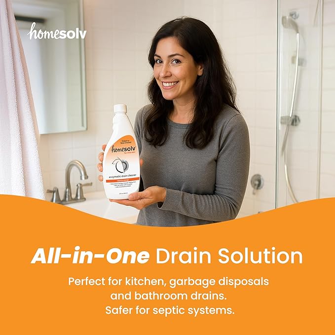 Enzyme Drain Cleaner and Deodorizer - Breaks Down Grease Build Up, Eliminating Odors and Smells, Septic Safe, Non-Caustic Sink Drain and Garbage Disposal Cleaner (22 Fl Oz 6 Pack)