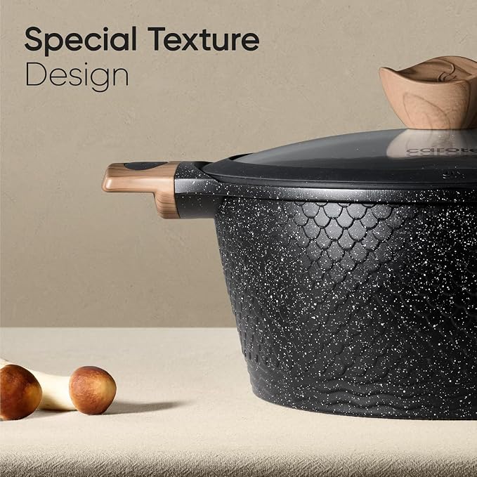 CAROTE 39pcs Nonstick Cookware Sets, Pots and Pans Set with Bakeware | Induction Kitchen Cooking Set, Special Texture Design, Ultra Durable, Easy Food Release, Even Heating, with Knife Set
