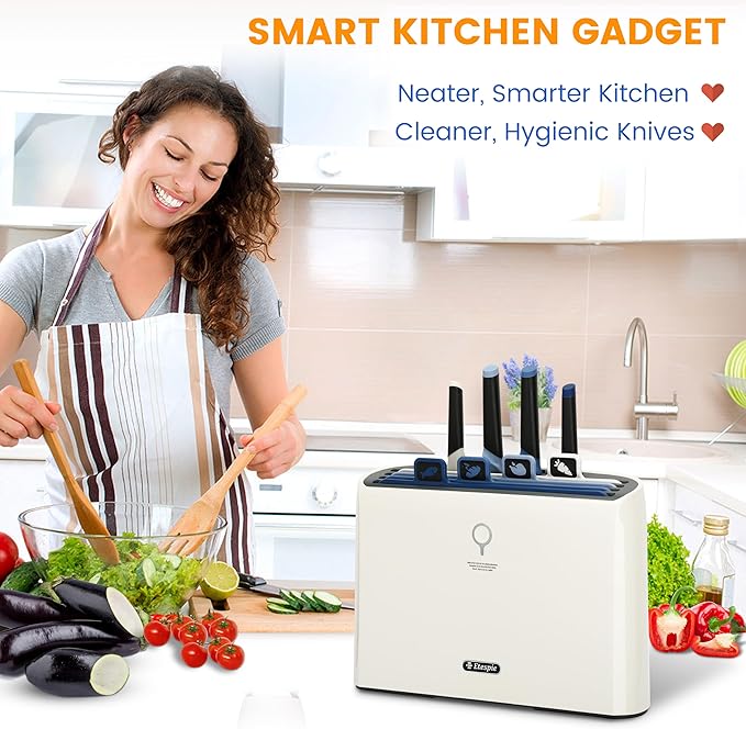 Smart Cutting Board and Knife Set,Self Cleaning Cutting Board and Knife Set with 4 Stainless Steel Knives,4 Color Coded Cutting Boards