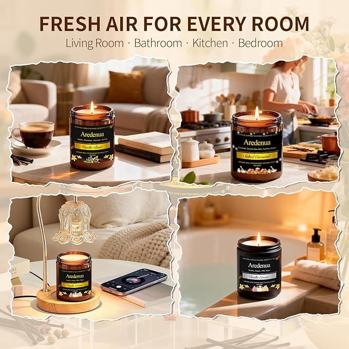 Vanilla Cream Odor Eliminating Candle - Soy Candles for Home Scented - Removing Pet, Kitchen & Bathroom Odors, Fresh Air Scented Candle with Sweet Vanilla Aroma, 50 Hours Long Lasting Burn time
