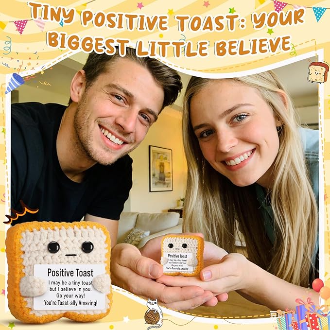 Mini Funny Crochet Toast–Fathers Day Birthday Gift for Dad Mom Graduation Students, Teacher Appreciation Daughter, Sister, Best Friends–Small Cute Stuff Things, Positive Crochet Toast Decor