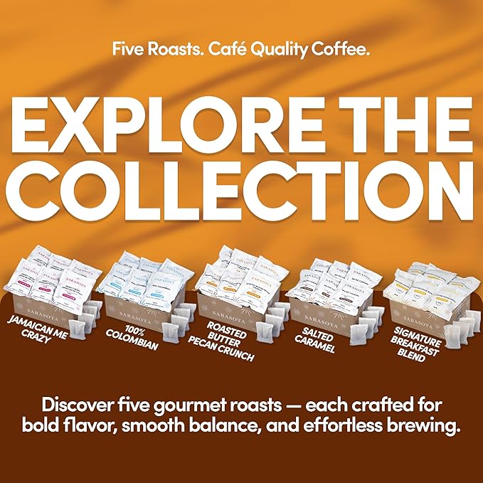 Ground Flavored Coffee In Filter Packs | Medium Roast Low Acid Mold Free Pouches | Bulk Packets | Roasted Butter Pecan Crunch | Gourmet Individual Premeasured Coffee Bags for 10-12 Cup Drip Maker