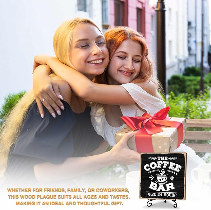 Coffee Bar 24-Hour Open Decor Signs, Coffee Station Accessories, Themed Gifts (H25)