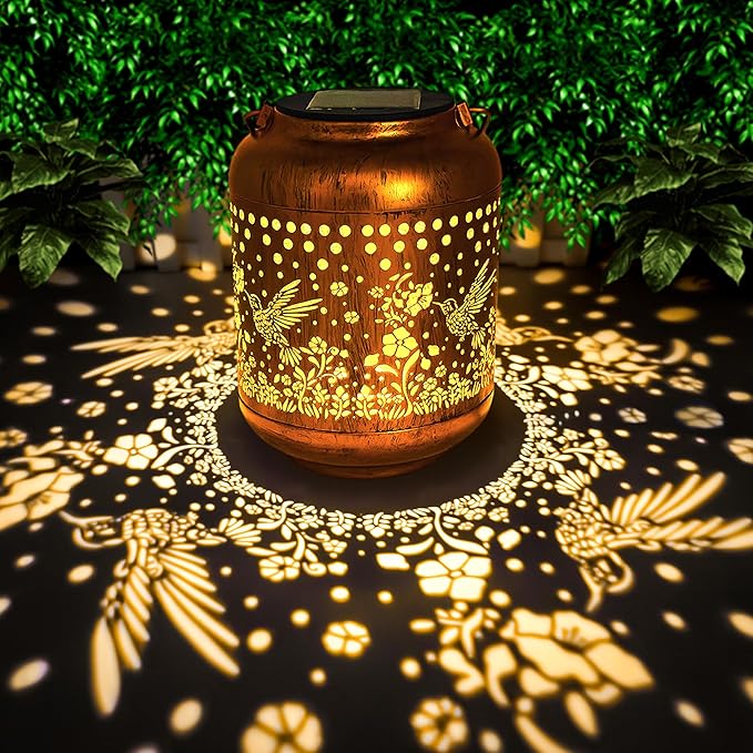 ANYTALK Gifts for Women Mom Grandma, Hummingbird Solar Lanterns Outdoor Waterproof, Hanging Solar Lights for Porch Patio Yard Garden Decor