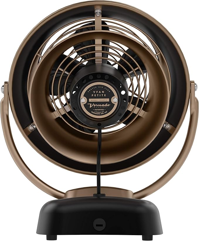 Vornado VFAN™ Petite Alchemy Vintage Air Circulator, 3-Speed, Retro Metal, Desk Fan with Adjustable Tilt Head for Bedroom, Office, Dorm Cooling, 12 in Compact Fan, Gunmetal Finish