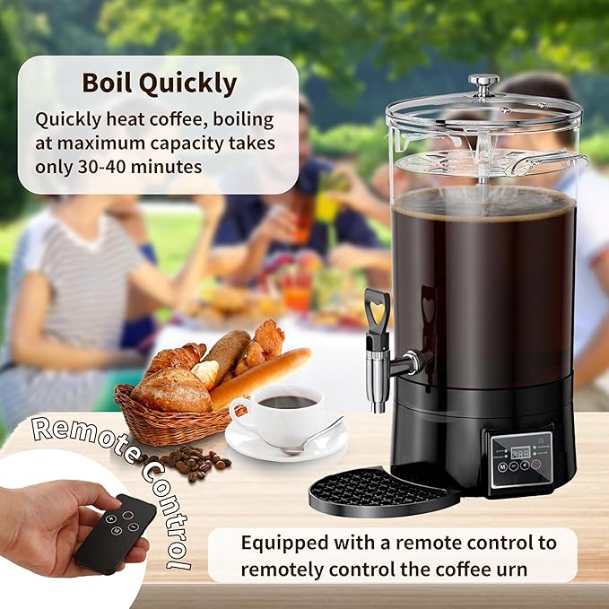 Commercial Coffee Urn Hot Beverage Dispenser Coffee Maker, Food-grade Plastic 26 L 170 Cups, Hot Chocolate Machine, Electric Percolator for Catering Hot Water for Hot Cocoa, Drink, Tea, Juice