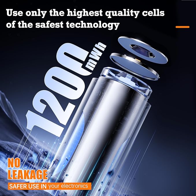 USB Rechargeable AAA Batteries 1200mWh Rechargeable AAA Batteries 1.5V Triple A Battery with 4-in-1 USB-C Charging Cable and LED Charge Indicator, 12-Pack