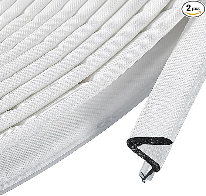 BBTO Weather Stripping Door Seal Exterior Weather Strip for Window V-Shaped Foam Kerf Garage Door Gap Blocker Soundproof Home Improvement Easy to Install(40 Feet,White)