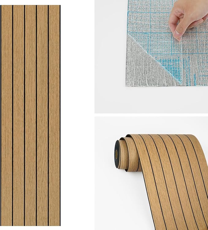 Wallercity Brown Wood Slat Wall Panels Peel and Stick 3D Slat Panel for Wall Decor Faux Self-Adhesive Soundproof Wooden Wallpaper for Livning Room Bedroom Waterproof Plank for Bathroom 11.7''x118''