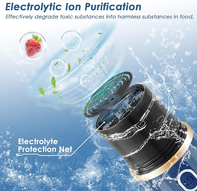 Cudinham Fruit and Vegetable Purifier Cleaner Washing Machine Capsule Shape Cleaner Device OH-ion Purification Technology for Cleaning Veggie Grains Rice Meat Seafood, Blue