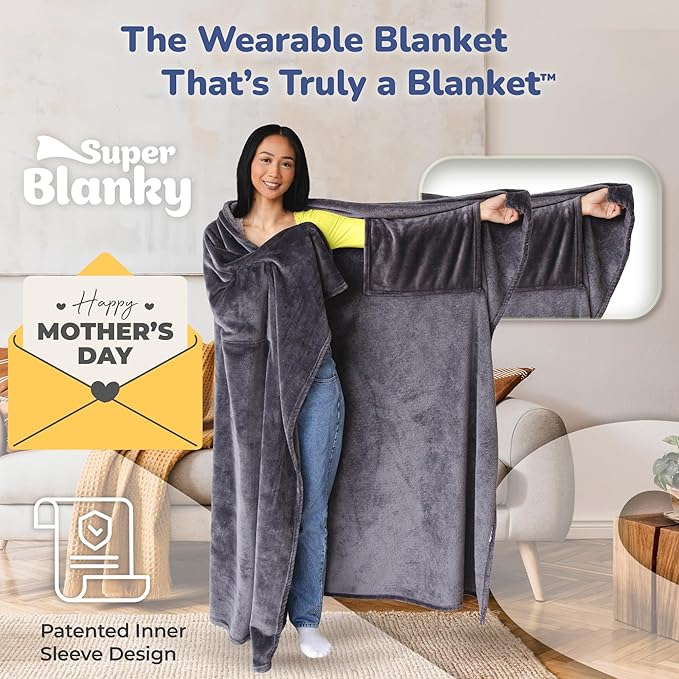Super Blanky Wearable Blankets for Women, Adult Wearable Blanket Men, Mother's Day Gifts for Her, Wife Birthday Gift Ideas