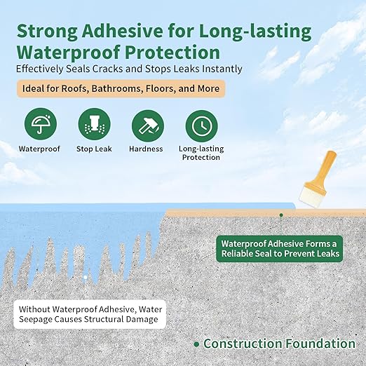 YKF Transparent Waterproof Sealant 68 fl oz, Clear Water-Based Invisible Leak Repair Coating for Roofs, Walls, Bathroom, Shower, Kitchen, Concrete, Wood, Metal, Indoor & Outdoor