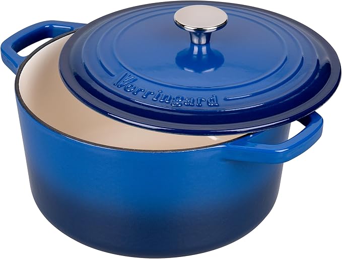 VORRINGARD Enameled Cast Iron Dutch Oven Pot with Lid, for Bread Baking, Round Bread Oven- include Sourdough Bread Baking Supplies Set, 6QT, Blue