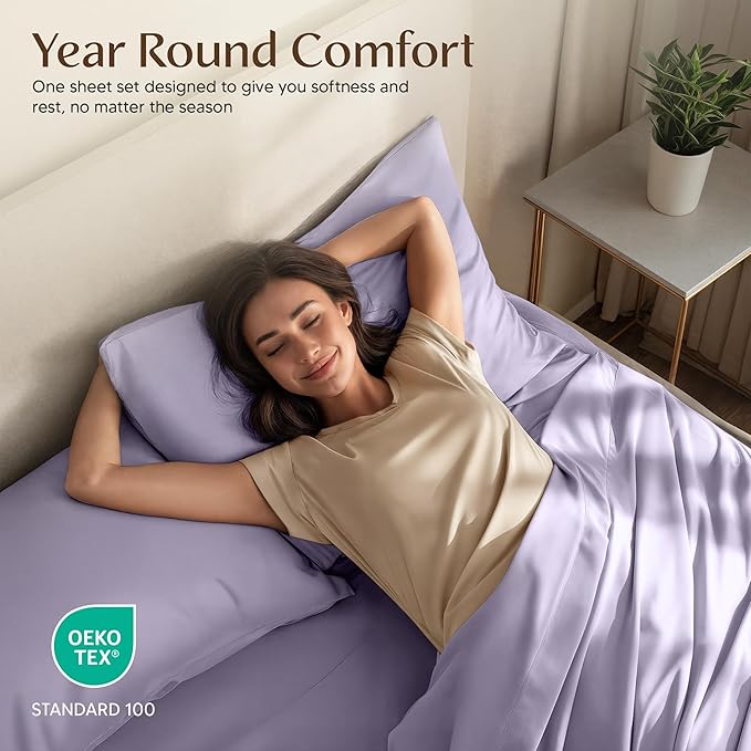 Utopia Bedding Full Size Sheet Set – 4 Piece Bed Sheets, Soft and Breathable Microfiber, Includes 1 Fitted Sheet, 1 Flat Sheet and 2 Pillowcases – Oeko Tex (Lavender)