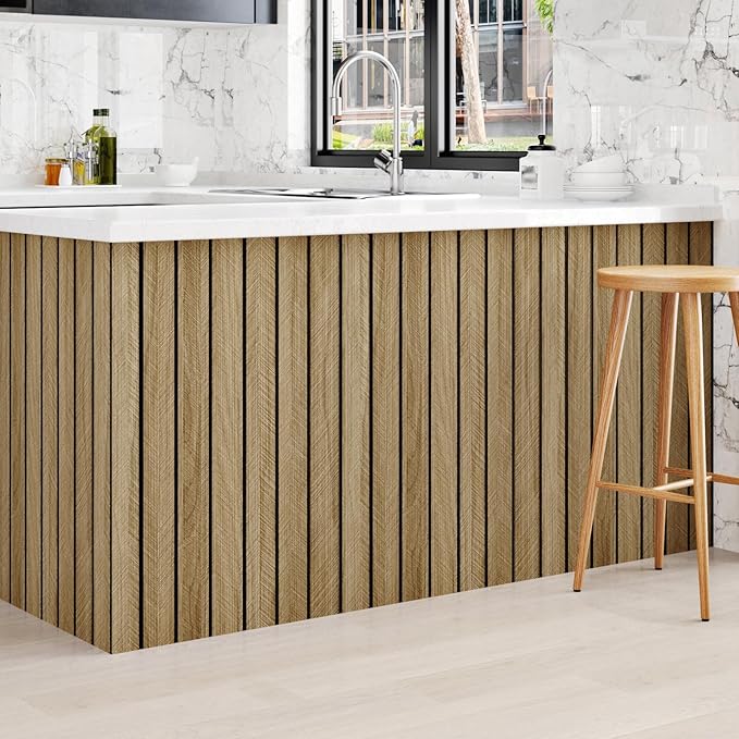 Brown Wood Panels for Wall 3D Wood Slat Wall Panel Acoustic Faux Wooden Slat Wallpaper Self Adhesive Herringbone Shiplap Peel and Stick Wallpaper for Bedroom Living Room Entrance Hall Decor