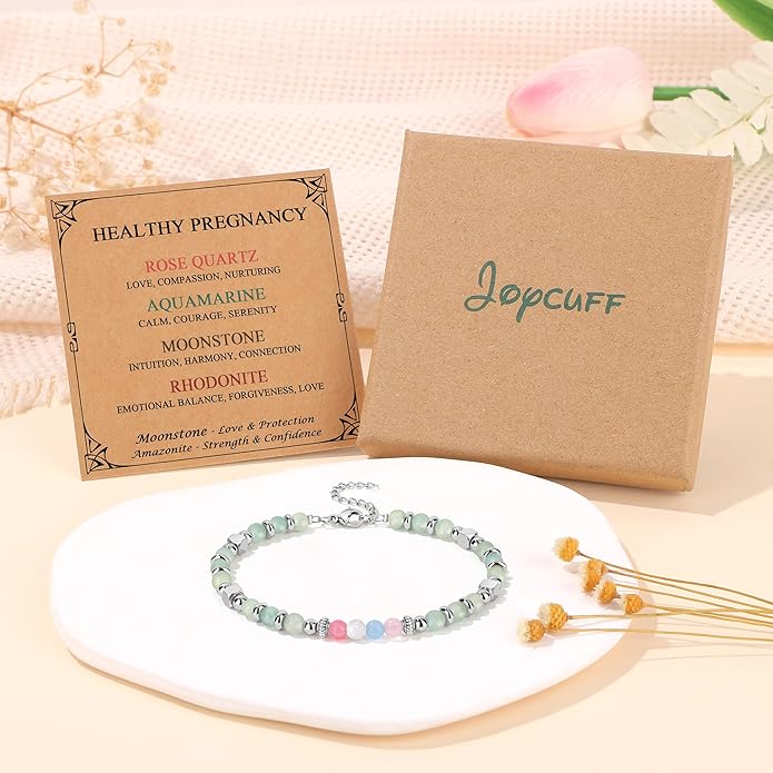 JoycuFF 𝗚𝗶𝗳𝘁𝘀 𝗳𝗼𝗿 𝗪𝗼𝗺𝗲𝗻 𝗠𝗼𝗼𝗻𝘀𝘁𝗼𝗻𝗲 𝗕𝗿𝗮𝗰𝗲𝗹𝗲𝘁 Amazonite Colorful Imperial Jasper Stainless Steel Beads Bracelets, Mothers Day Birthday Christmas Valentines Graduation Gifts