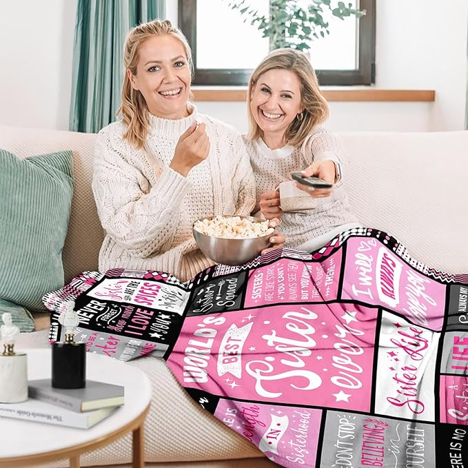 Sisters Mothers Day Birthday Gifts - World's Best Sister Ever Gifts from Sister - Christmas Valentines Day Birthday Graduation Present for Sis Adult - Sisters Life Blanket 50"x60"
