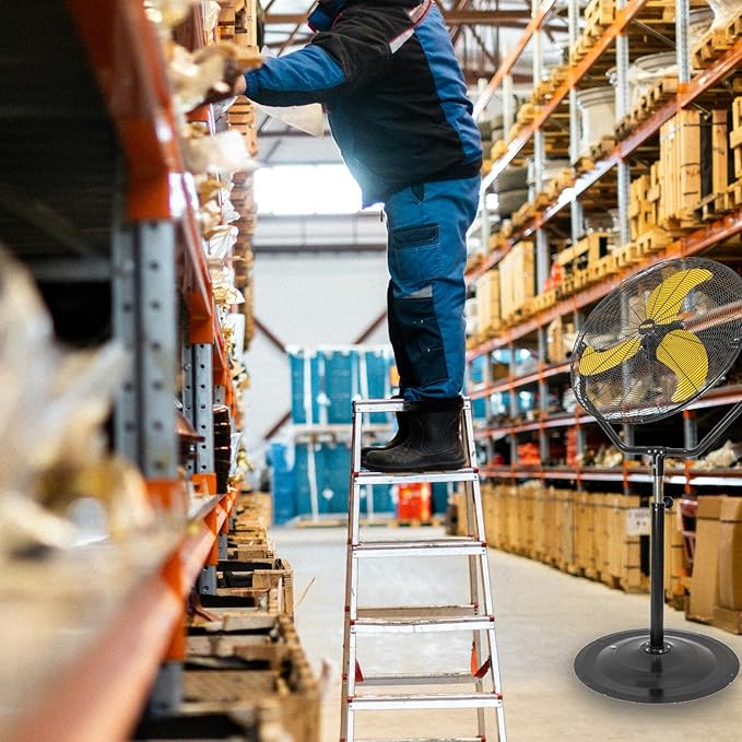 HiCFM 30 inch Tilting Pedestal Fan, 3-Speed 7600 CFM High Velocity Stand Up Fan with 1/3 Powerful Motor for Commercial Industrial Warehouse Gym Garage - UL Safety Listed