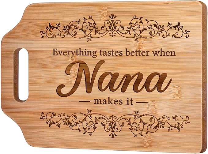 AceThrills Nana Gifts for Nana Mothers Day Gifts for Birthday, Mothers Day - Engraved Bamboo Cutting Board 13.78"L x 9.84"W x 0.4"Th